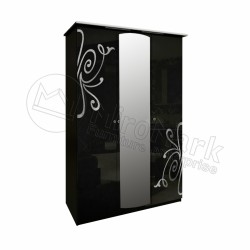 Спальня Богема черный глянец Шкаф 3ДВ с зеркалами
