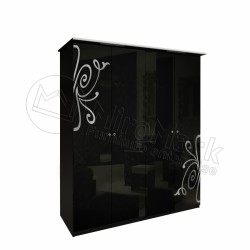 Спальня Богема черный глянец Шкаф 4ДВ с зеркалами