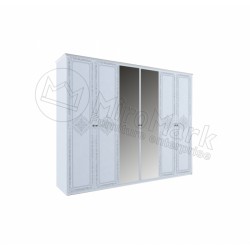 Спальня Луиза белый глянец Шкаф 6ДВ с зеркалами