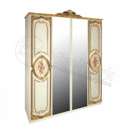 Спальня Реджина радика-беж золото Шкаф 4Д с зеркалами