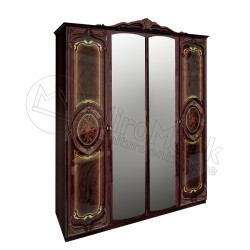 Спальня Реджина перо рубино  Шкаф 4Д с зеркалом