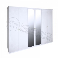 Спальня Футура белый глянец Шкаф 6ДВ с зеркалом